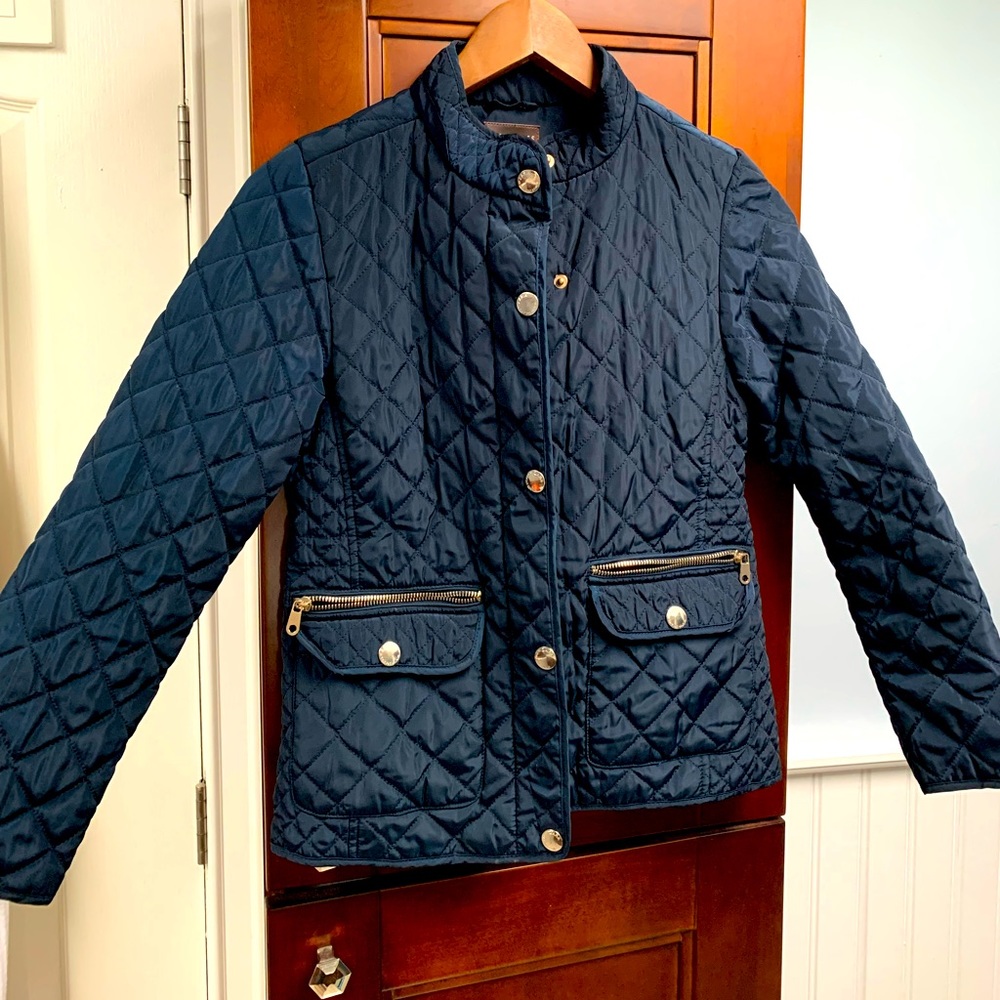 Zara girls navy blue quilted jacket size 11-12